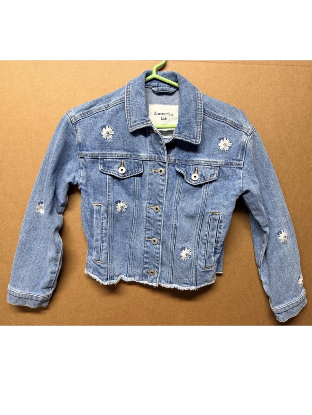Abercrombie Kids Light Blue Daisy Embroidered Denim Jacket